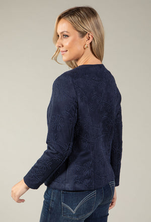 Faux Suede Jacket With Design