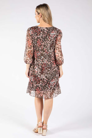 Plisse Pleated Floral Print Dress