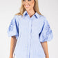 Striped Balloon Sleeve Blouse