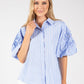Striped Balloon Sleeve Blouse