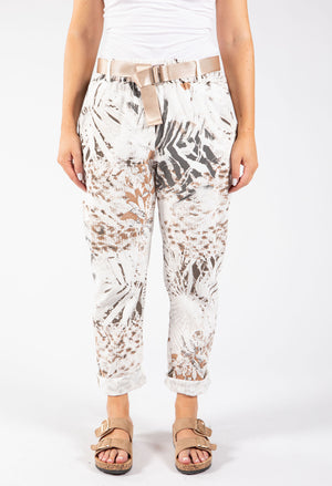 Abstract Print Belted Joggers