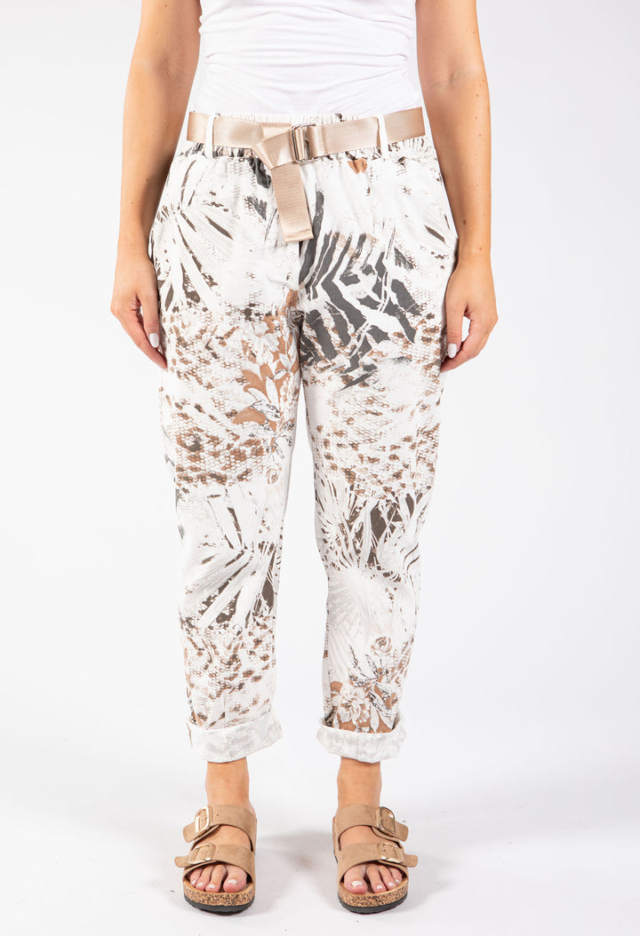 Abstract Print Belted Joggers