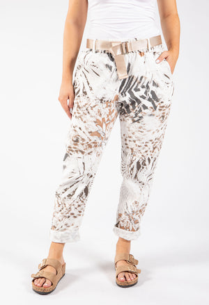 Abstract Print Belted Joggers
