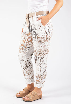 Abstract Print Belted Joggers