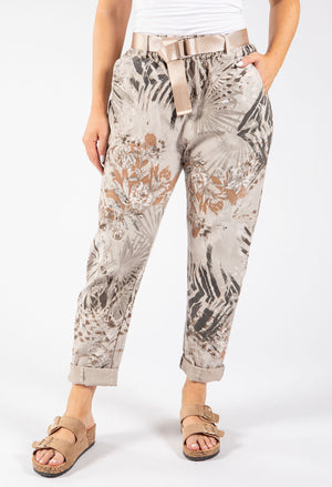 Abstract Print Belted Joggers