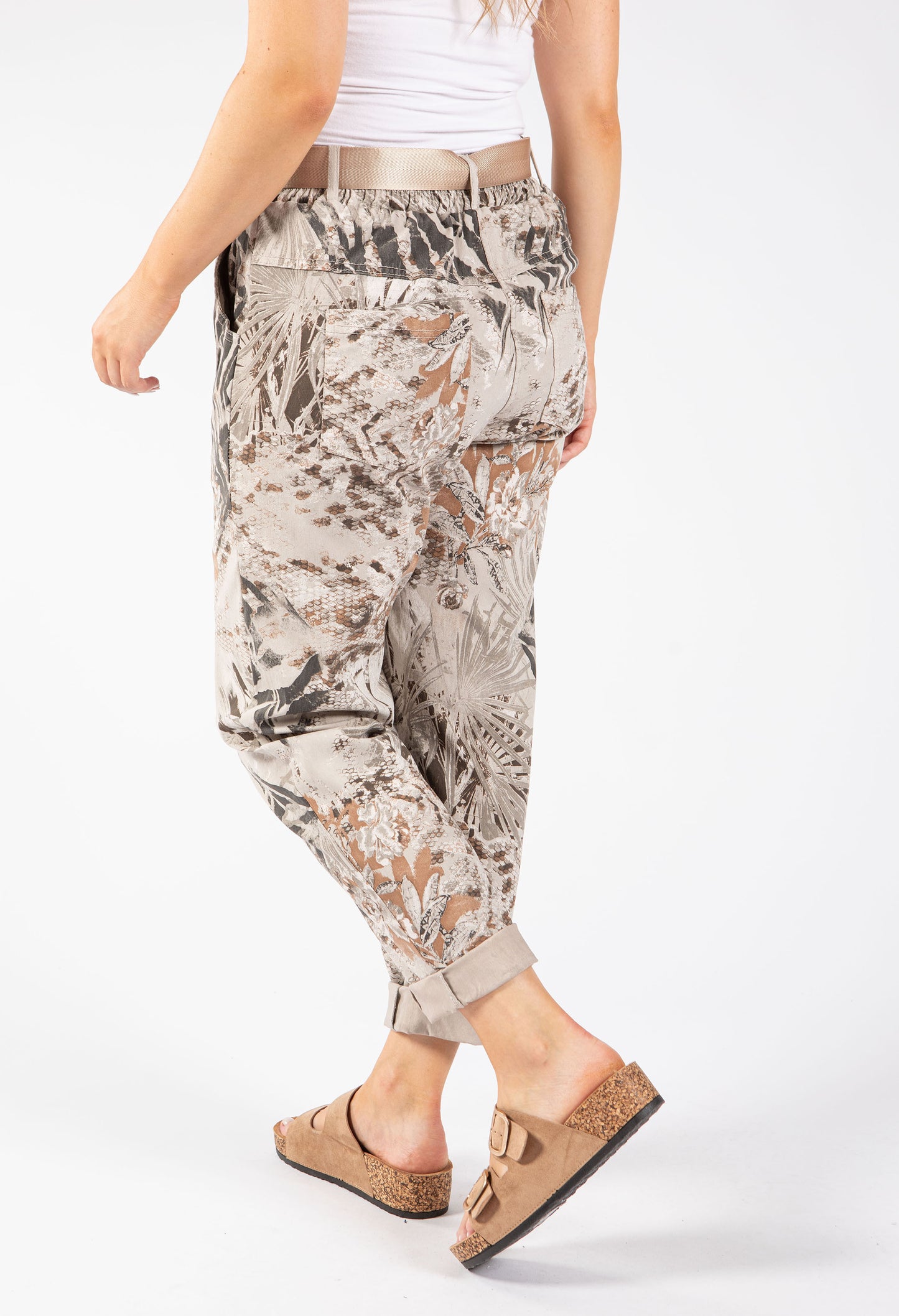 Abstract Print Belted Joggers