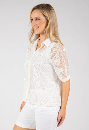 Leaf Design Knit Blouse