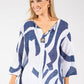 Abstract Print Linen Look Blouse