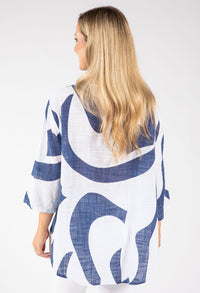 Abstract Print Linen Look Blouse