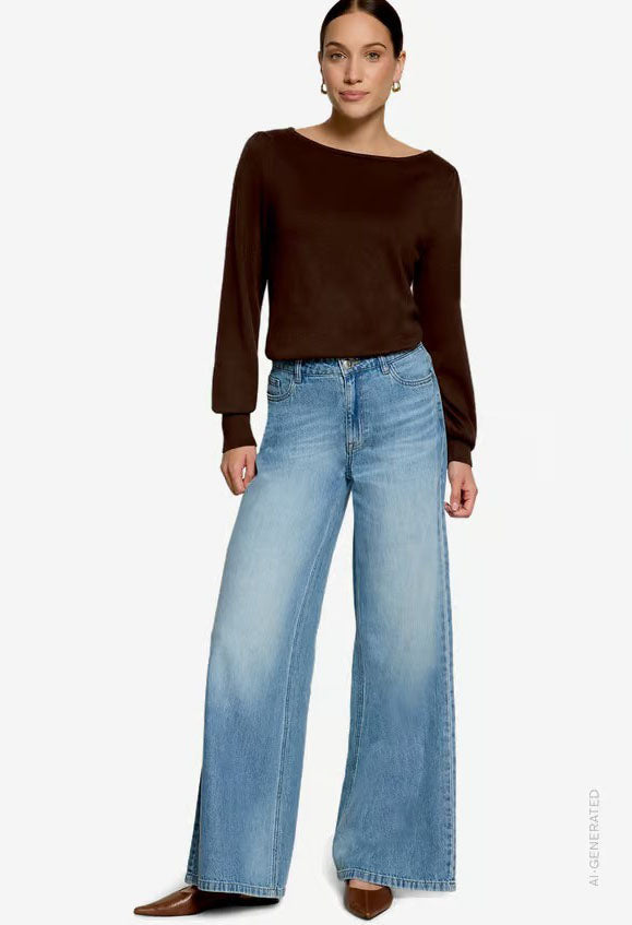 Fine Knit Sweater With Boat Neck