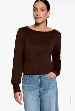 Fine Knit Sweater With Boat Neck
