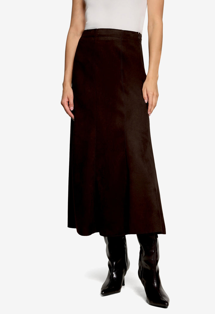 Faux Suede Midi Skirt