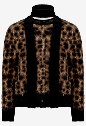 Fluffy Leopard Knit Cardigan