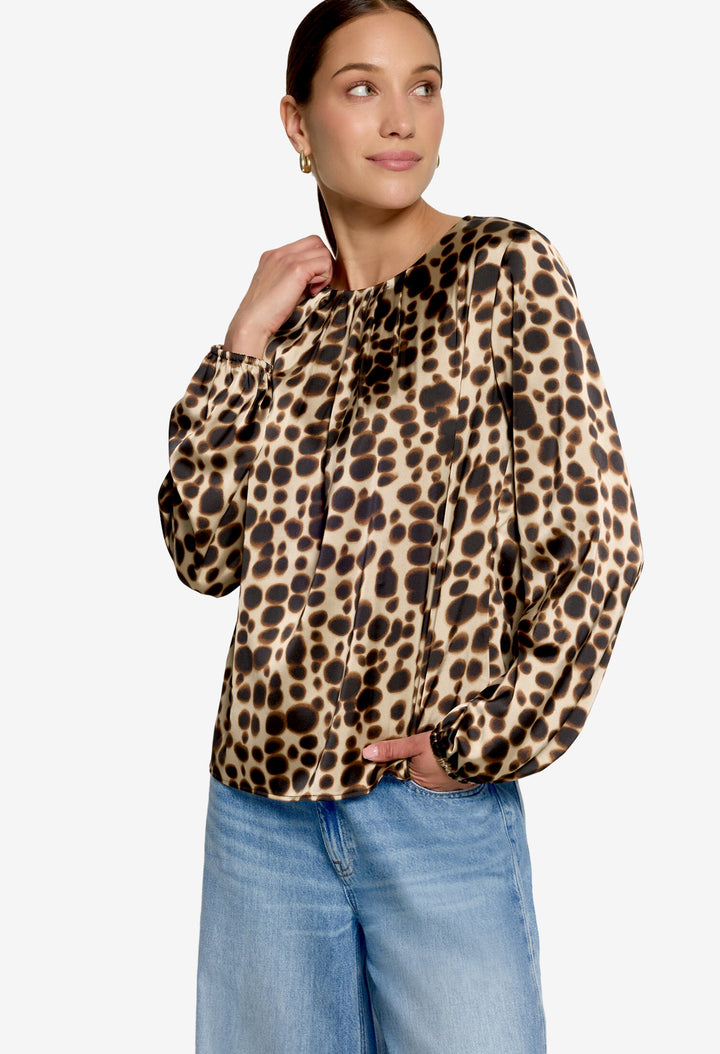Abstract Print Satin Blouse