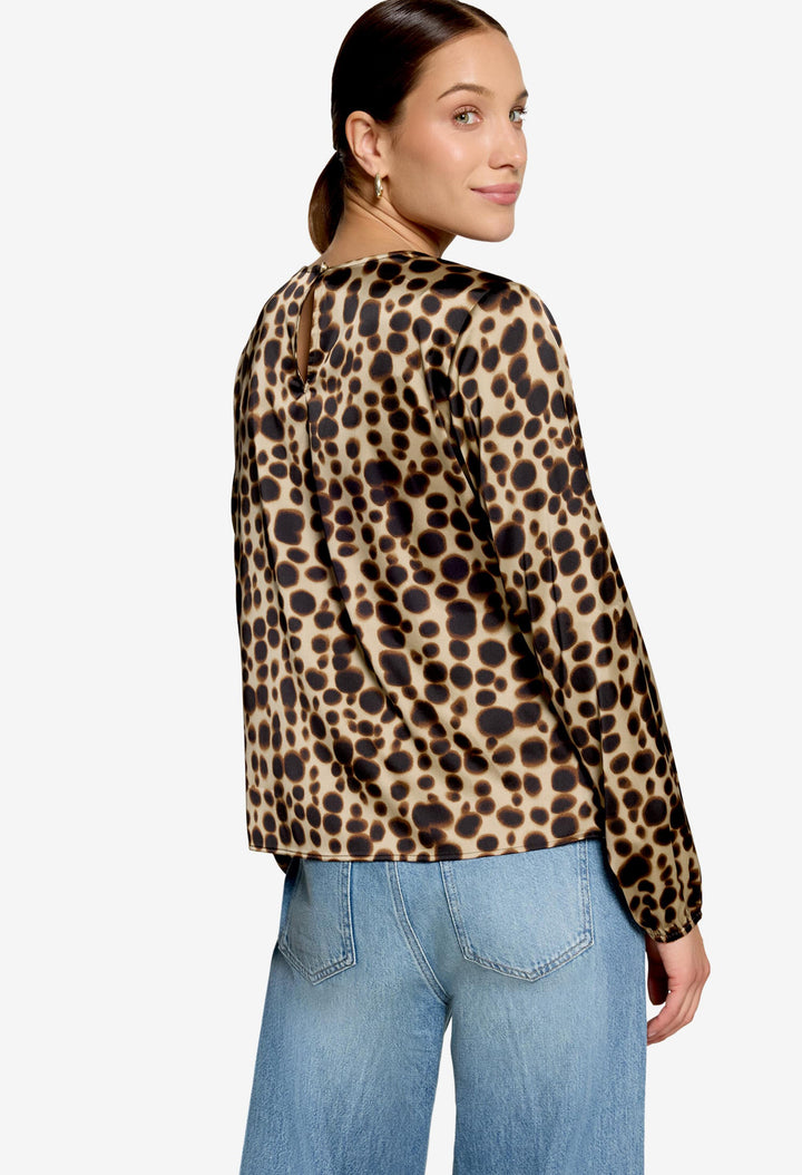 Abstract Print Satin Blouse
