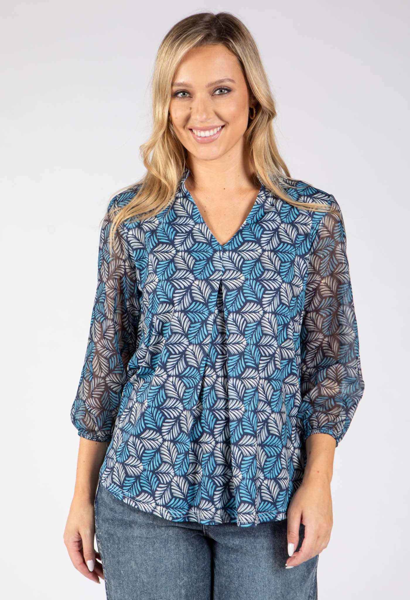 Valarie Palm Print Blouse