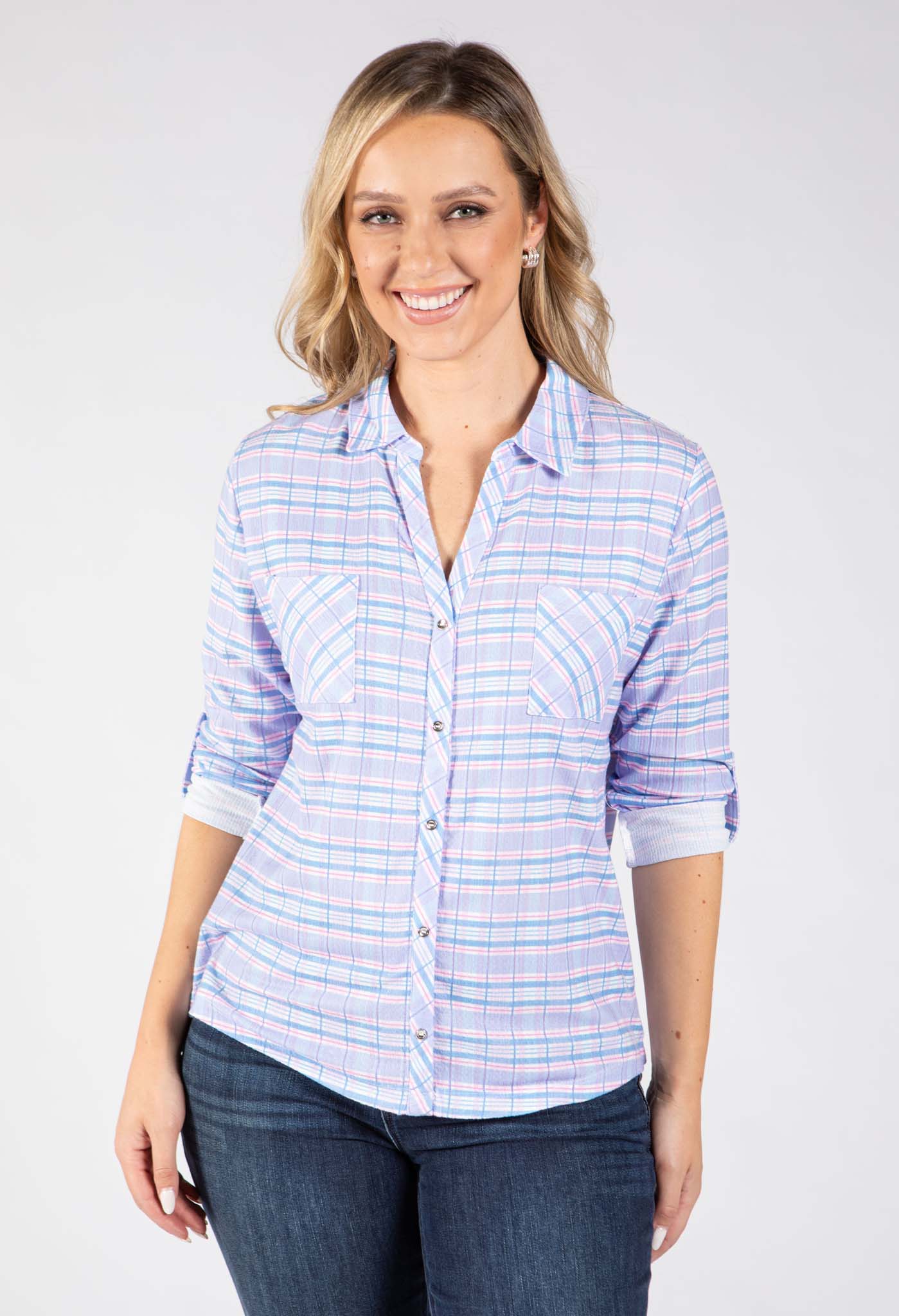 Mado Check Print Blouse