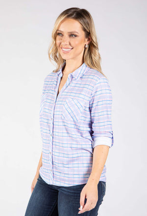 Mado Check Print Blouse