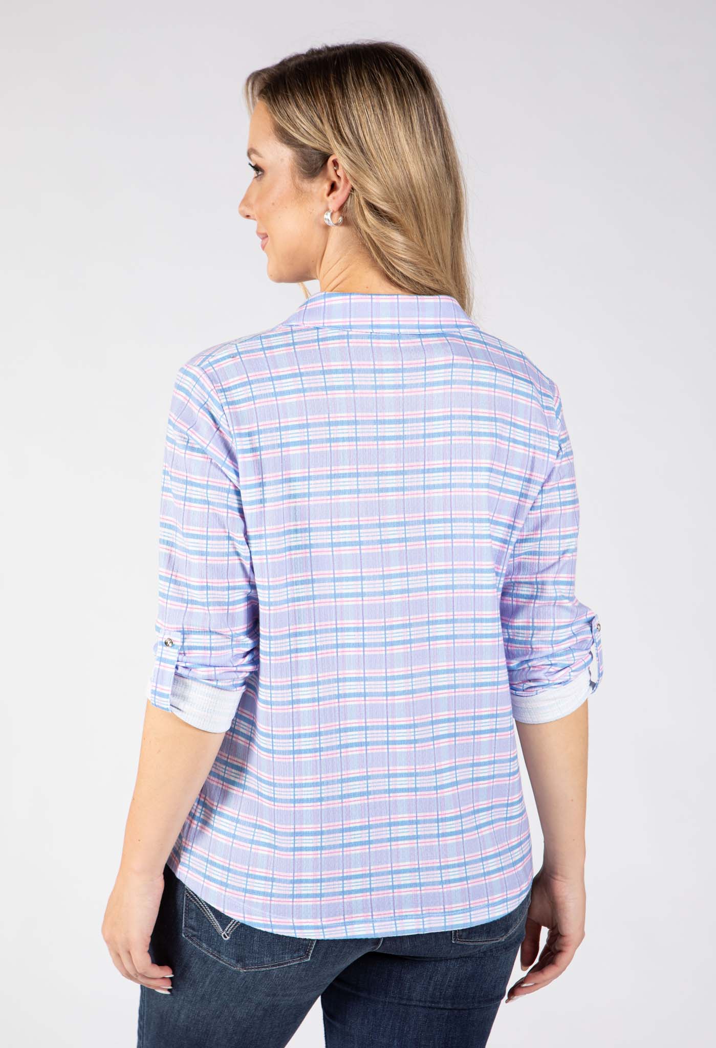 Mado Check Print Blouse