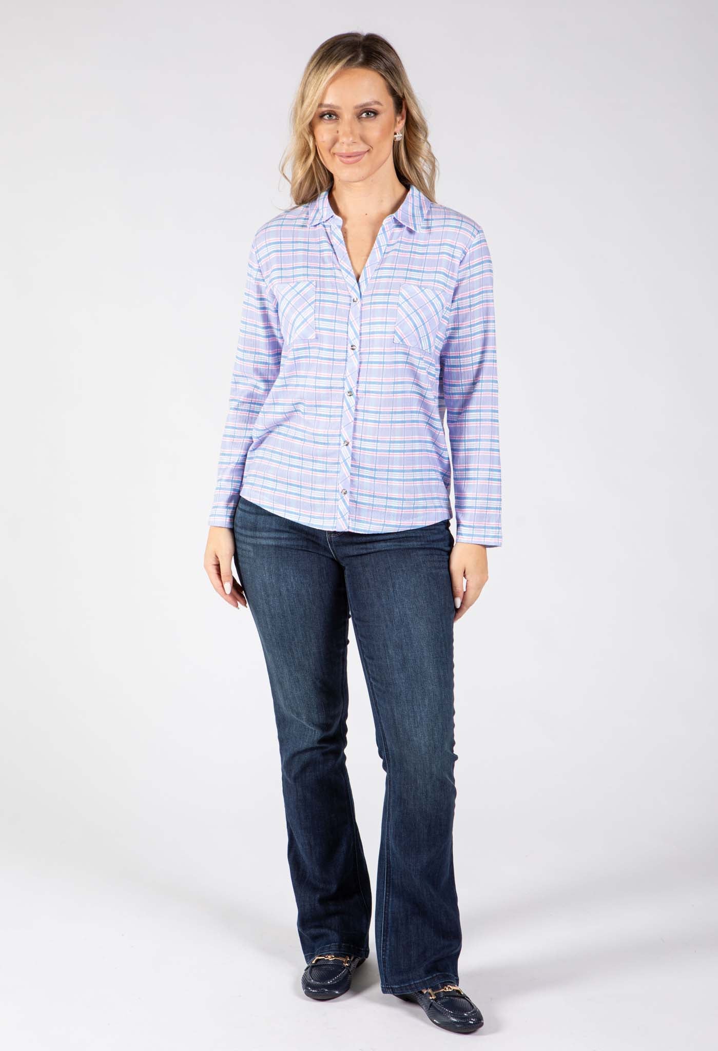 Mado Check Print Blouse