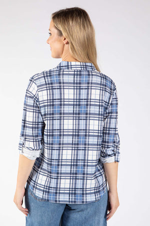 Front Pocket Check Blouse