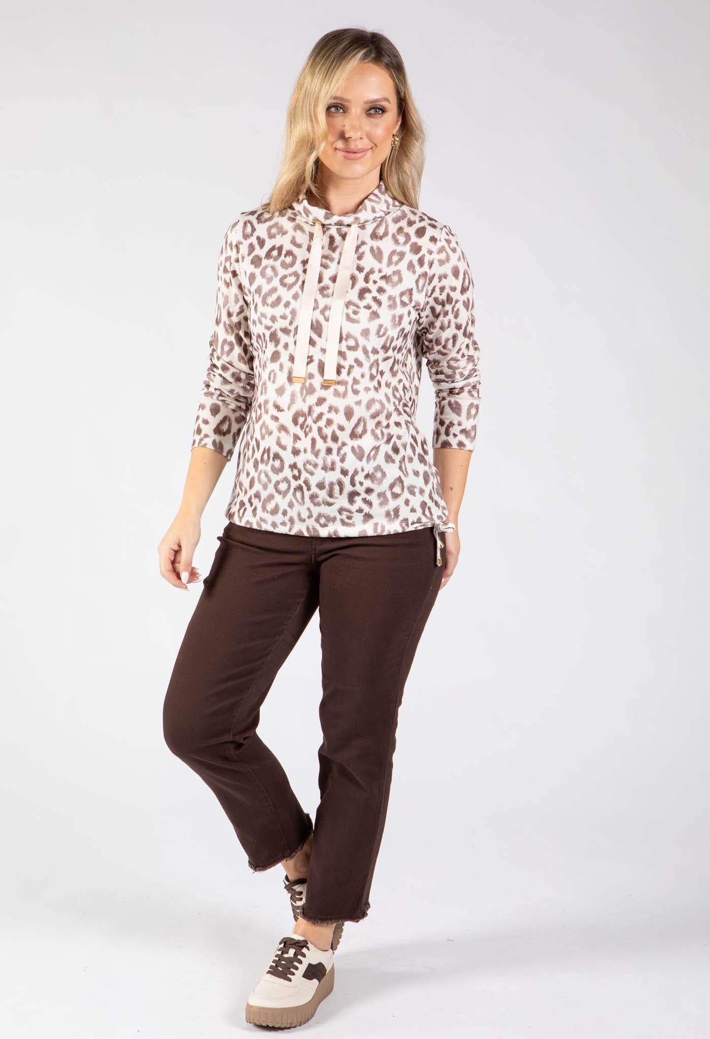 Onara Leopard Print Knit Top