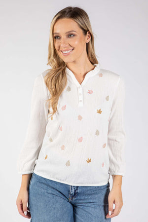 Pino Leaf Embroidered Blouse