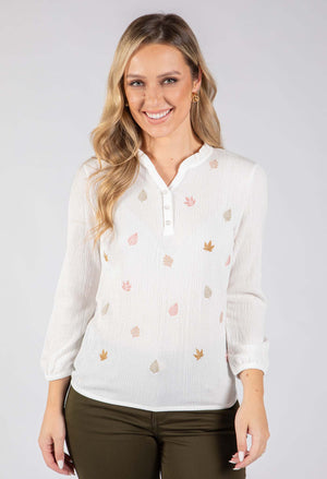 Pino Leaf Embroidered Blouse