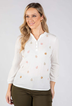 Pino Leaf Embroidered Blouse