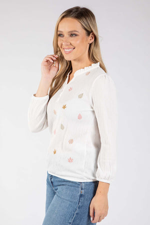 Pino Leaf Embroidered Blouse