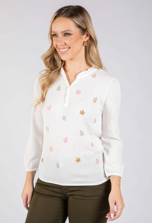 Pino Leaf Embroidered Blouse