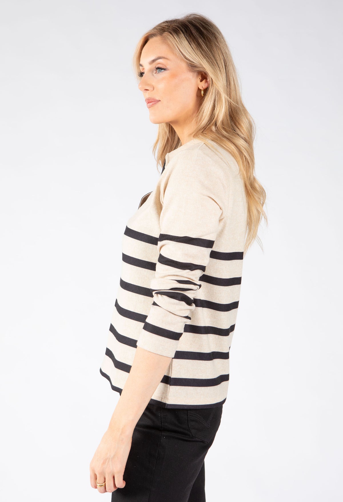 Stripe Collared Polo Top