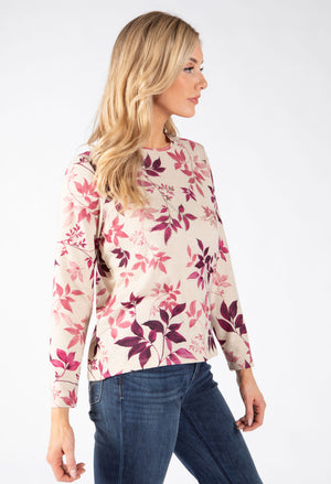 Diamante Leaf Print Top