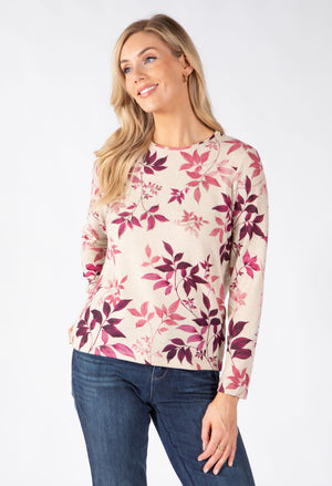 Diamante Leaf Print Top