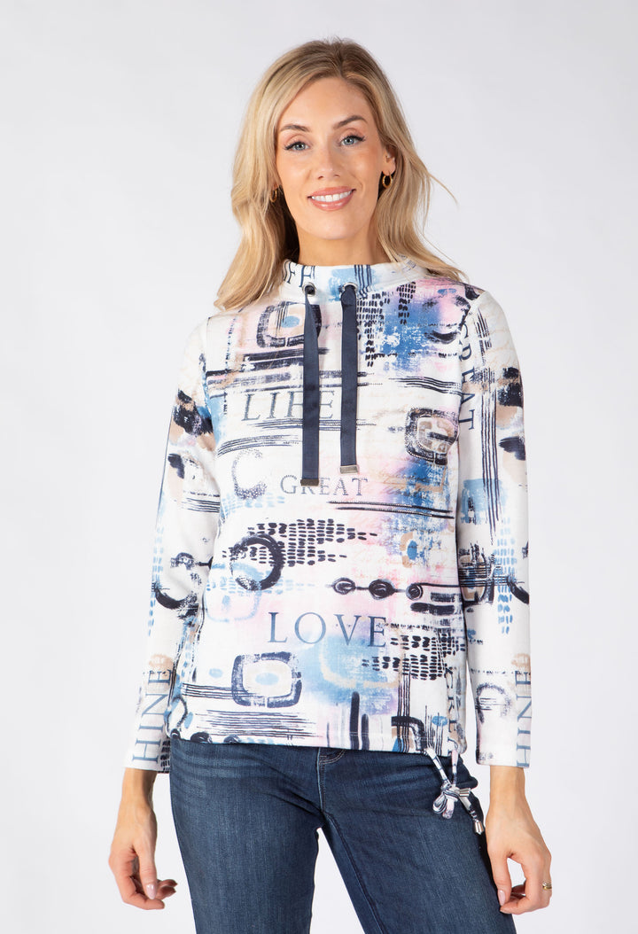 Funnel Neck Print Top