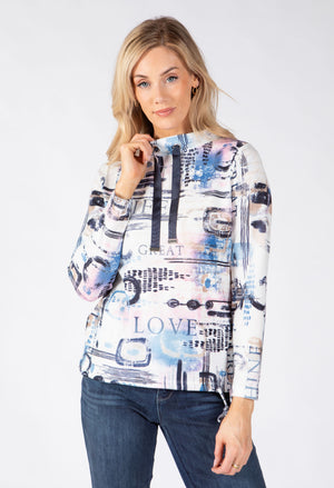 Funnel Neck Print Top