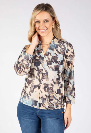 Elaris Abstract Print Knit Top