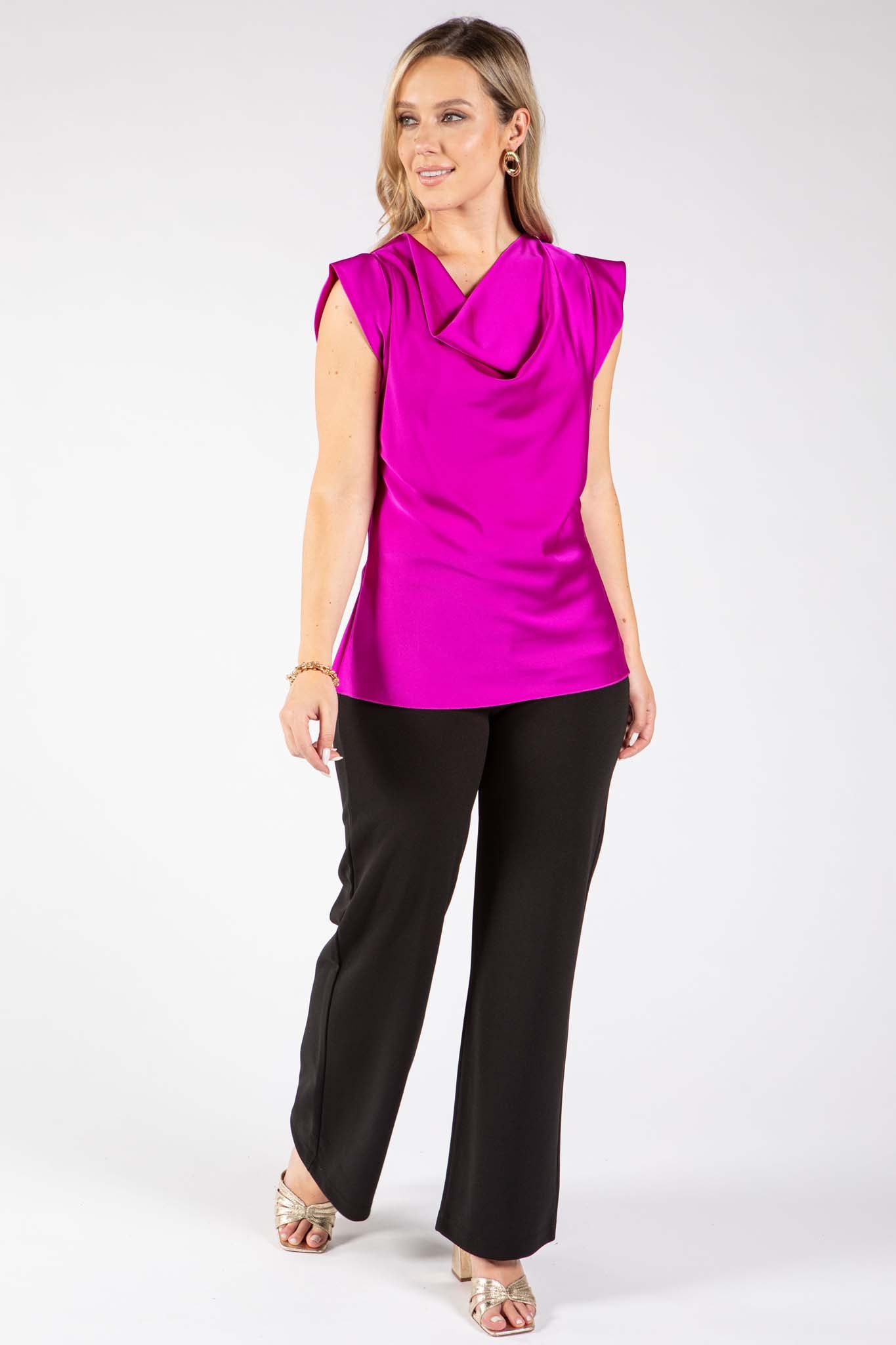 Cowl Neck Satin Blouse