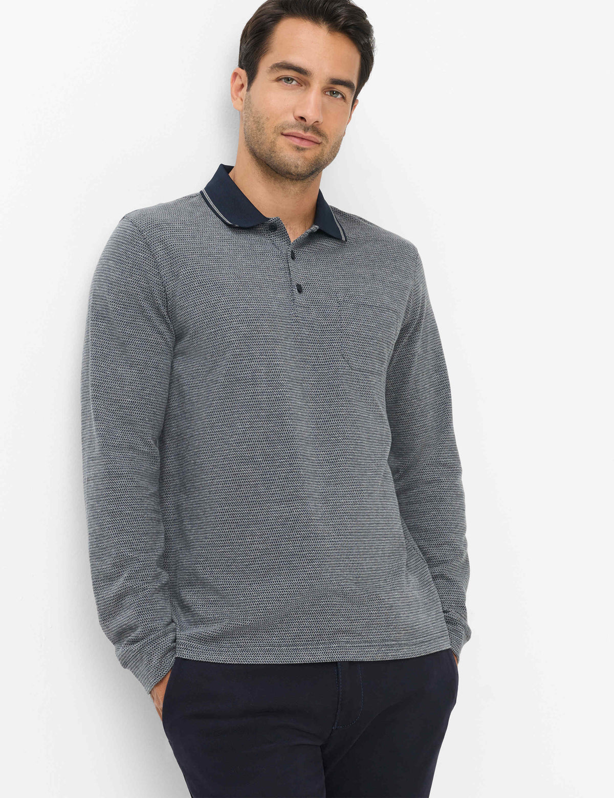 Jacquard Pattern Polo Top
