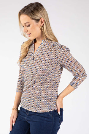 Tara Geometric Print Top