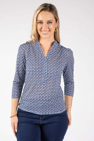 Tara Geometric Print Top