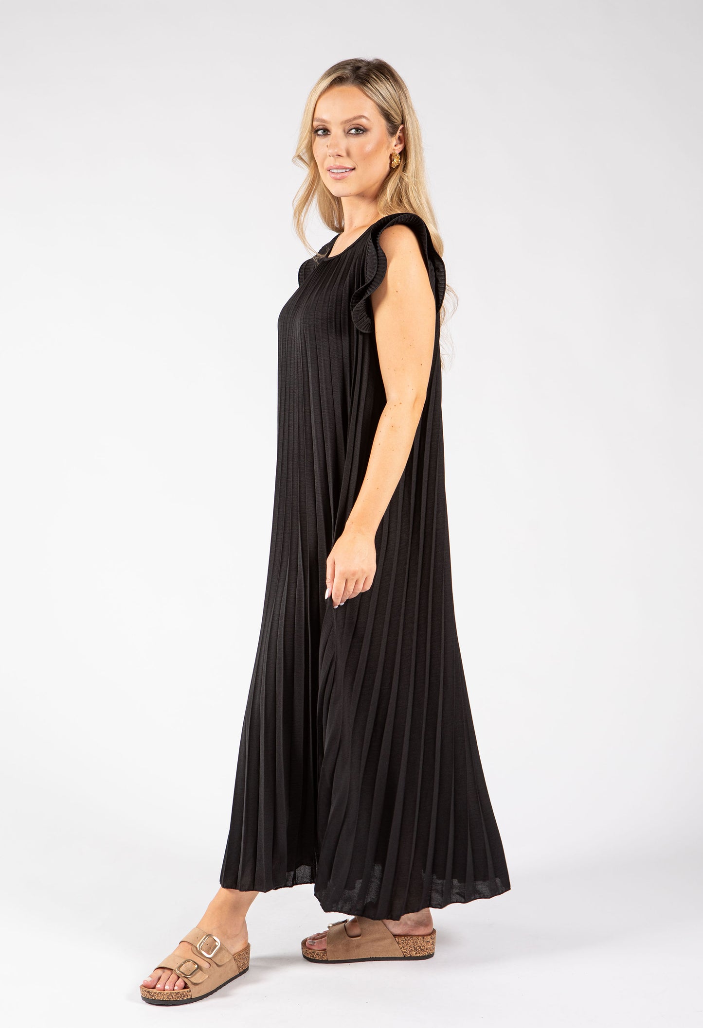Plisse Pleated Pop Over Dress