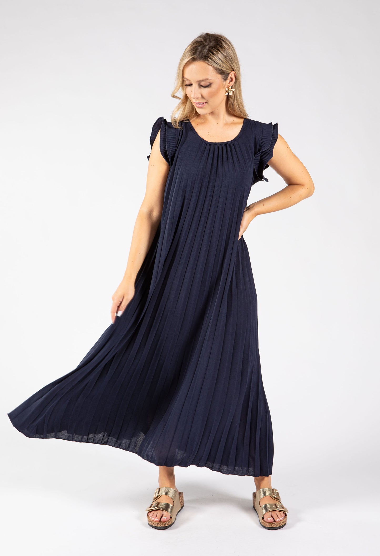 Plisse Pleated Pop Over Dress