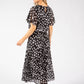 Polka Dot Plisse Pleated Midi Dress