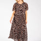 Polka Dot Plisse Pleated Midi Dress