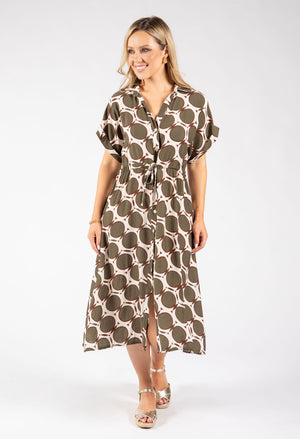 Geometric Print Shirt Dress
