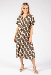 Geometric Print Shirt Dress