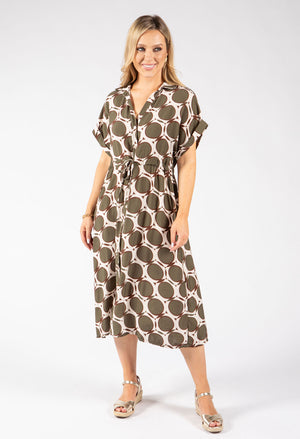 Geometric Print Shirt Dress
