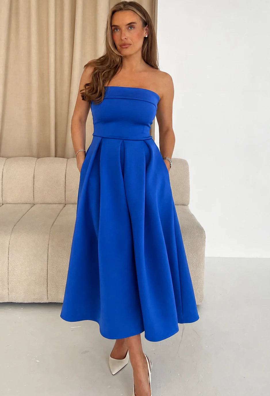 Danni Strapless Bandeau Midi Dress