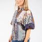 Patchwork Print Balloon Sleeve Blouse
